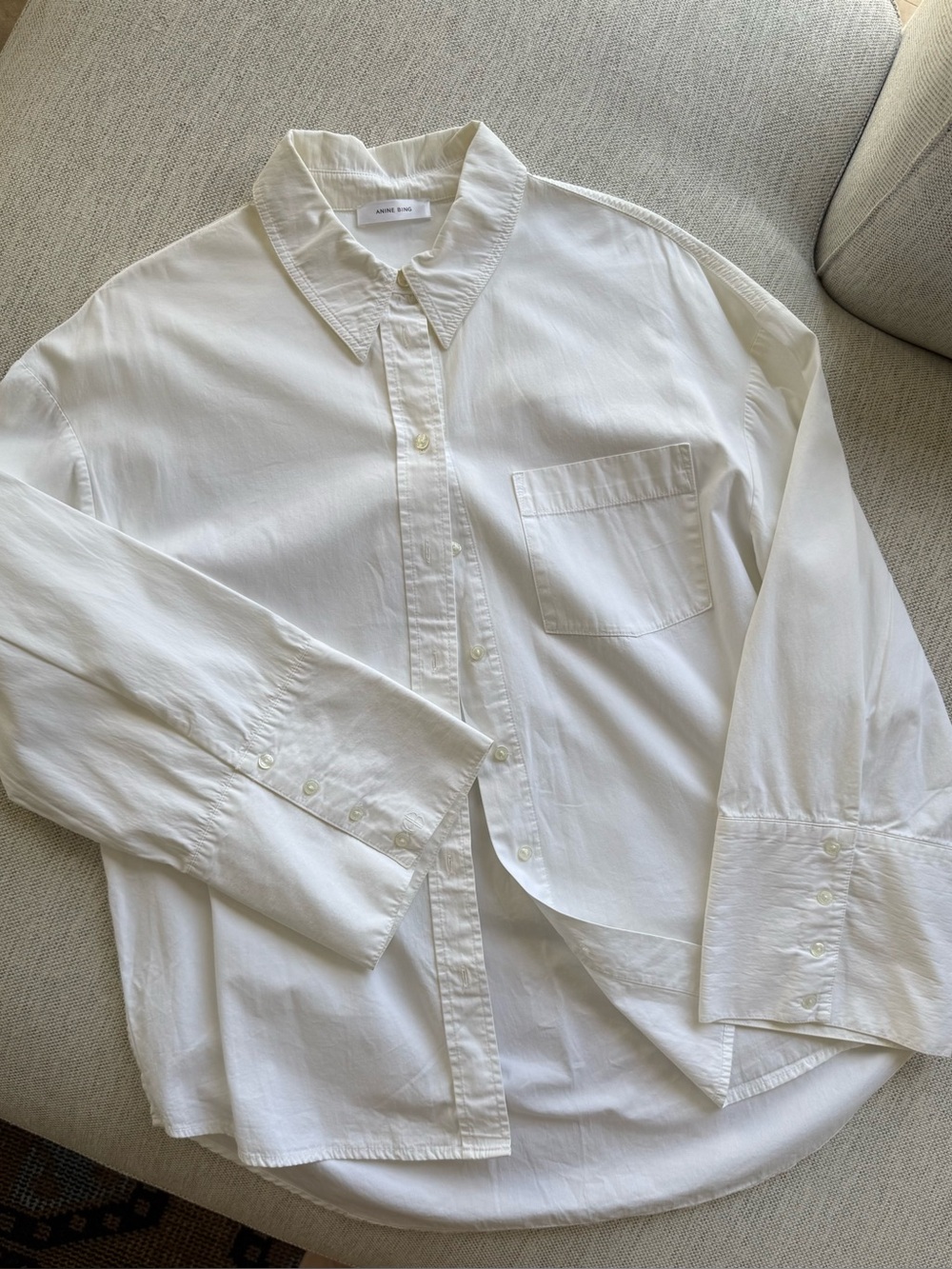 Anine Bing Wide Cuff Cotton Poplin Buttondown Blouse Sz M Oversized
